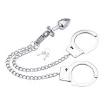 Concept Metal Anal Plug and Detachable Handcuff Chain Set