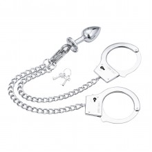 Concept Metal Anal Plug and Detachable Handcuff Chain Set