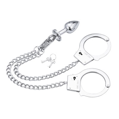 Concept Metal Anal Plug and Detachable Handcuff Chain Set