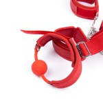 Concept Ballgag to Wrist and Ankle PU Leather Cuff, BDSM Behind Back Restraint Set