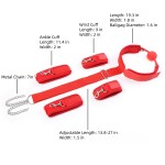 Concept Ballgag to Wrist and Ankle PU Leather Cuff, BDSM Behind Back Restraint Set