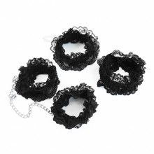 Concept Black Lace Elastic BDSM Wrist and Ankle Cuff Set