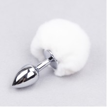 Bunny Tail Silver Head Anal Plug