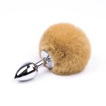 Bunny Tail Silver Head Anal Plug