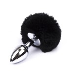 Bunny Tail Silver Head Anal Plug
