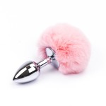 Bunny Tail Silver Head Anal Plug