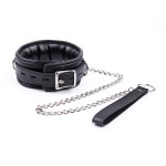 Crimson Surrender Comfort Leather Collar with Leash 
