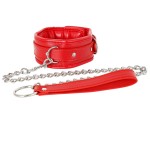 Crimson Surrender Comfort Leather Collar with Leash 