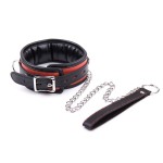 Crimson Surrender Comfort Leather Collar with Leash 