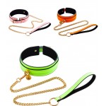 Leather Collar with Leash - Glow-in-the-Dark