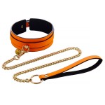 Leather Collar with Leash - Glow-in-the-Dark