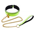 Leather Collar with Leash - Glow-in-the-Dark