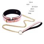 Leather Collar with Leash - Glow-in-the-Dark