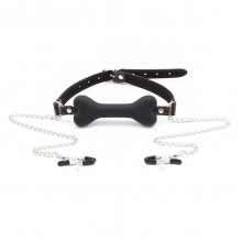 Harness Chains Nipple Clamps feat Bone Gag