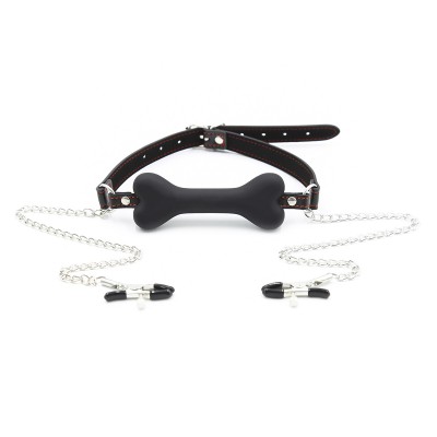 Harness Chains Nipple Clamps feat Bone Gag
