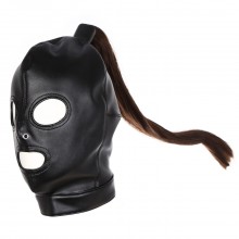 Dominant Ponytail Bondage Hood with Detachable Hair