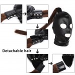 Dominant Ponytail Bondage Hood with Detachable Hair