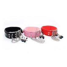 Chic Bondage Collar with Nipple Clamps