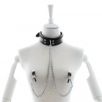 Chic Bondage Collar with Nipple Clamps