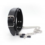 Chic Bondage Collar with Nipple Clamps