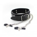 Chic Bondage Collar with Nipple Clamps
