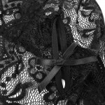 XYR-Feather Black Lace Crotchless Teddy Multi-Colors
