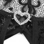 XYR-Feather Black Lace Crotchless Teddy Multi-Colors