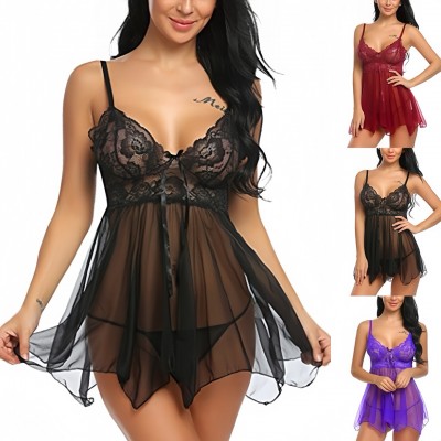 XYR-Feather Bombshell Lace Babydoll Lingerie Multi-Colors