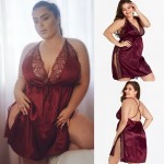 XYR-Feather Lotus Black Sheer Embroidered Chemise Lingerie