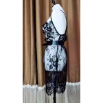 XYR-Feather Plus Size Black Eyelash Lace Underwired Babydoll Lingerie