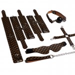 LYJ Canvas Patchwork Leather Lucky 7-Piece Bondage Set