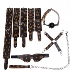 LYJ Canvas Patchwork Leather Lucky 7-Piece Bondage Set