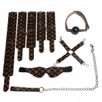 LYJ Canvas Patchwork Leather Lucky 7-Piece Bondage Set