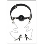 Stimulating Nipple Clamps feat Ball Gag